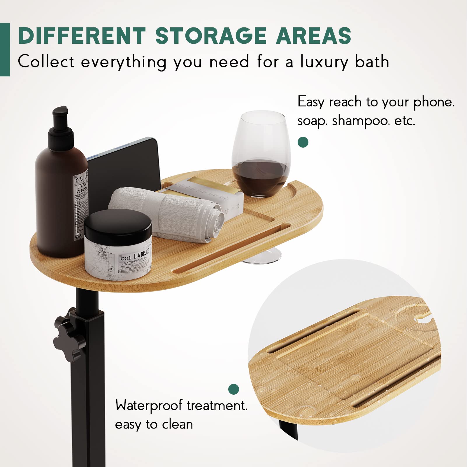 Yumkfoi tray side-by-side with tub rim showing compact space-saving size