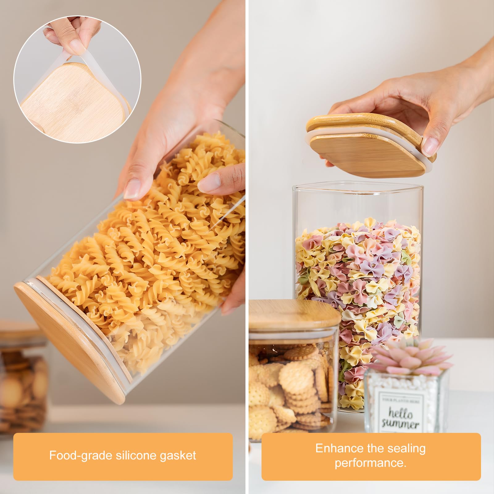 YUNCANG bamboo lid close-up with silicone seal for airtight freshness