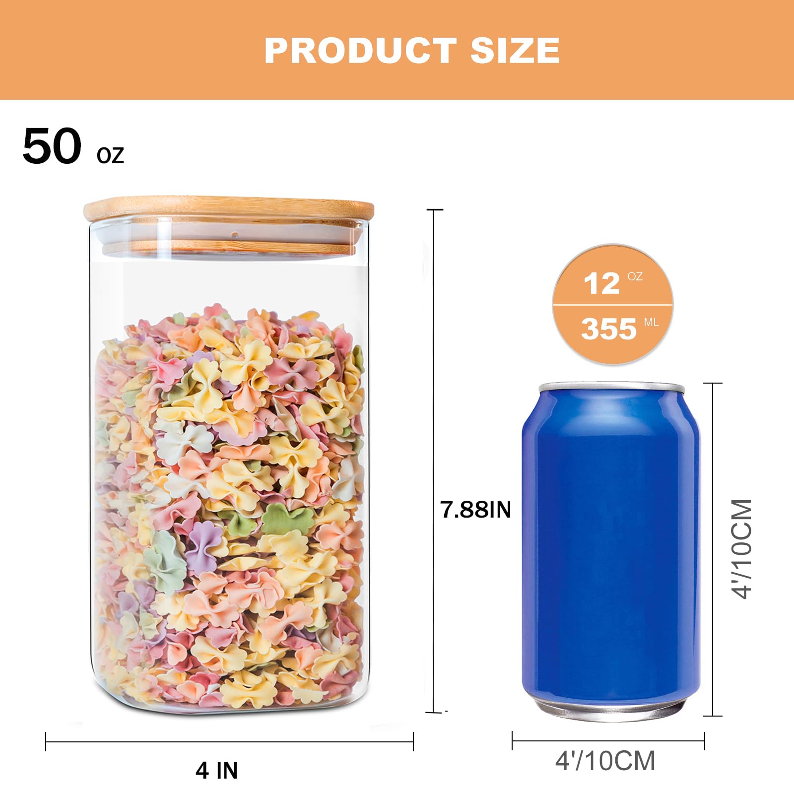 YUNCANG jar filled with pasta and rice to show contents visibility