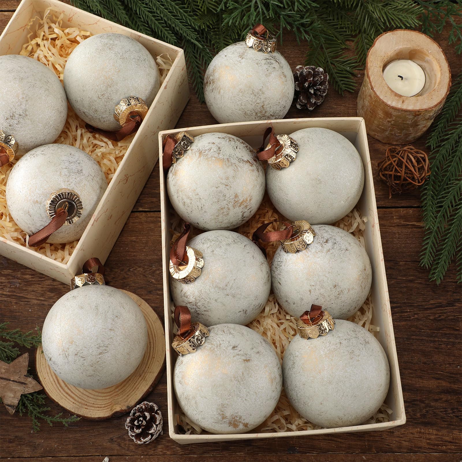 Yunlly ornaments in decorative bowl creating instant centerpiece and coordinated look