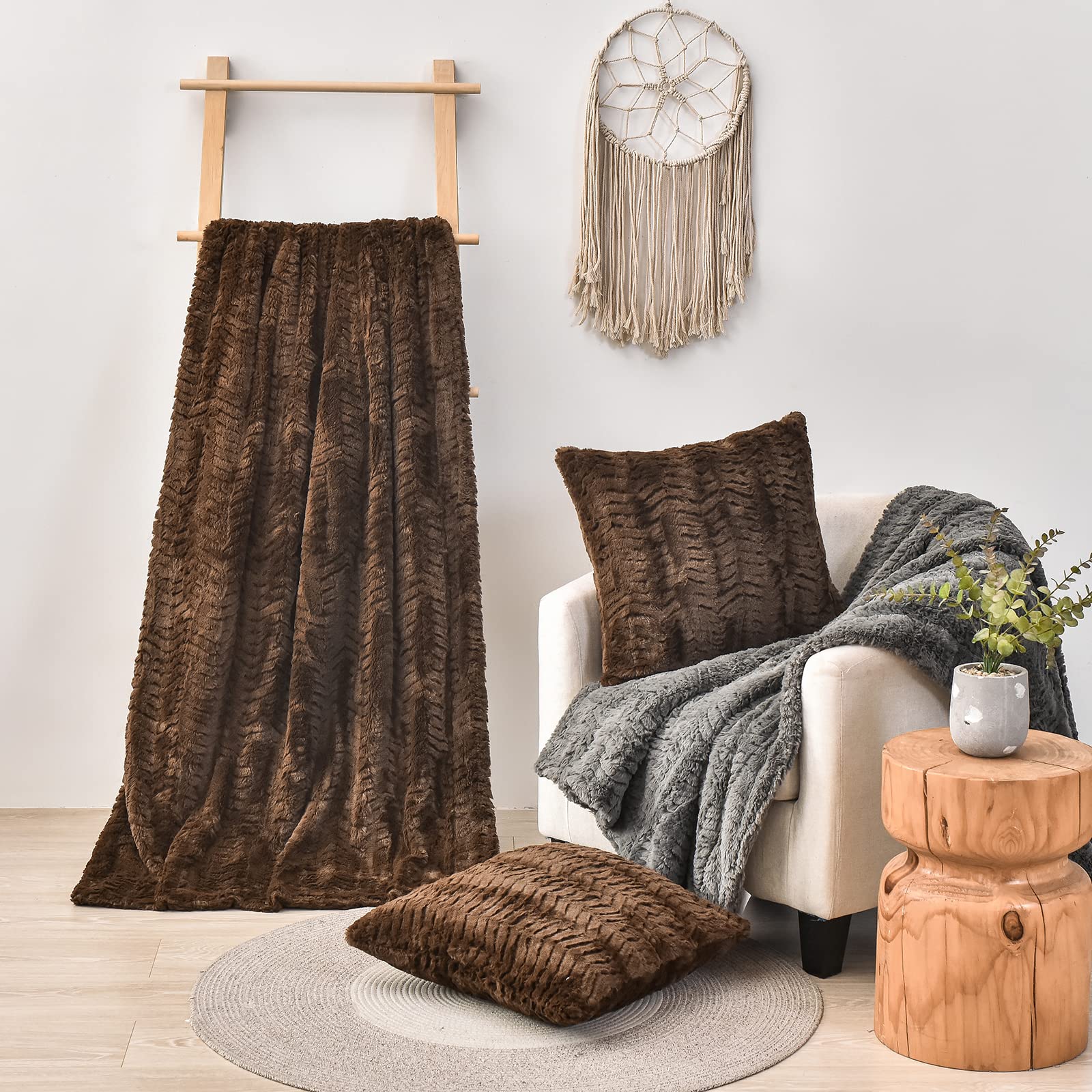 YUSOKI layered on bed showing how the throw elevates bedding