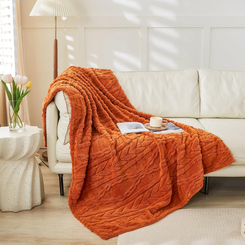 YUSOKI burnt orange front view showing decorative fleece and color