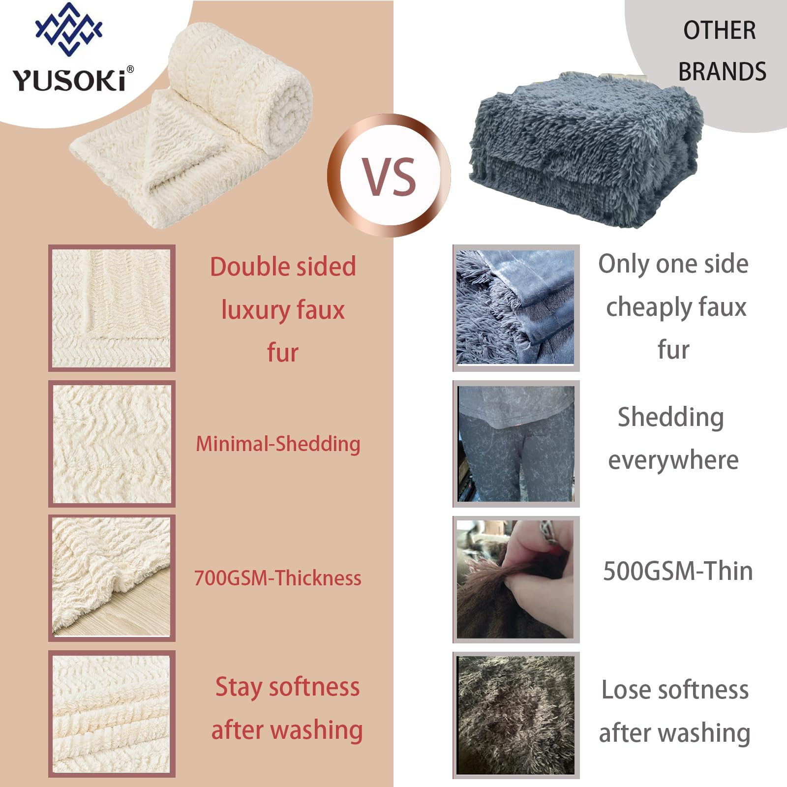 YUSOKI faux fur closeup highlighting herringbone fishbone pattern and soft touch