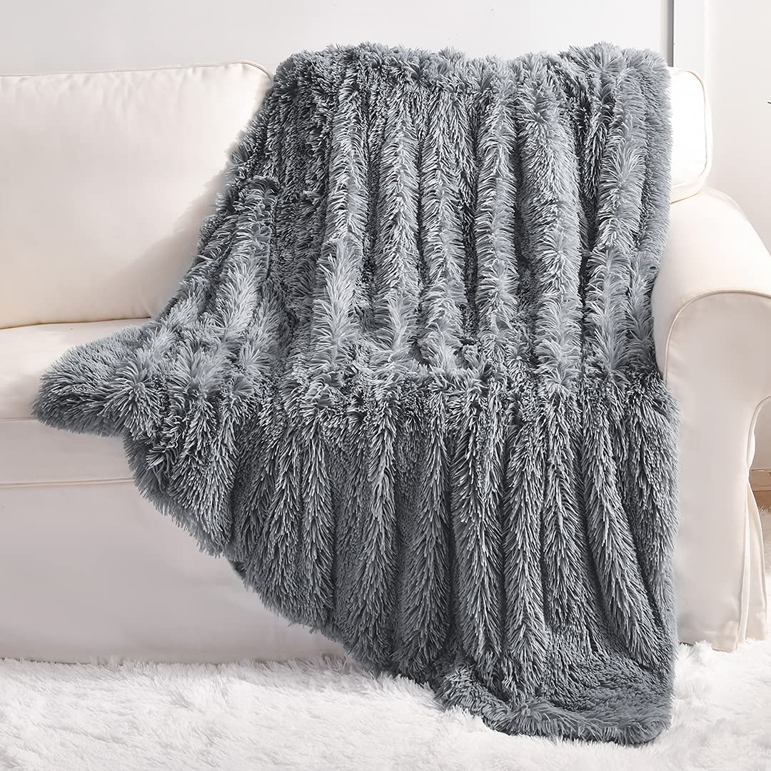 YUSOKI front view showing grey faux fur and cozy texture