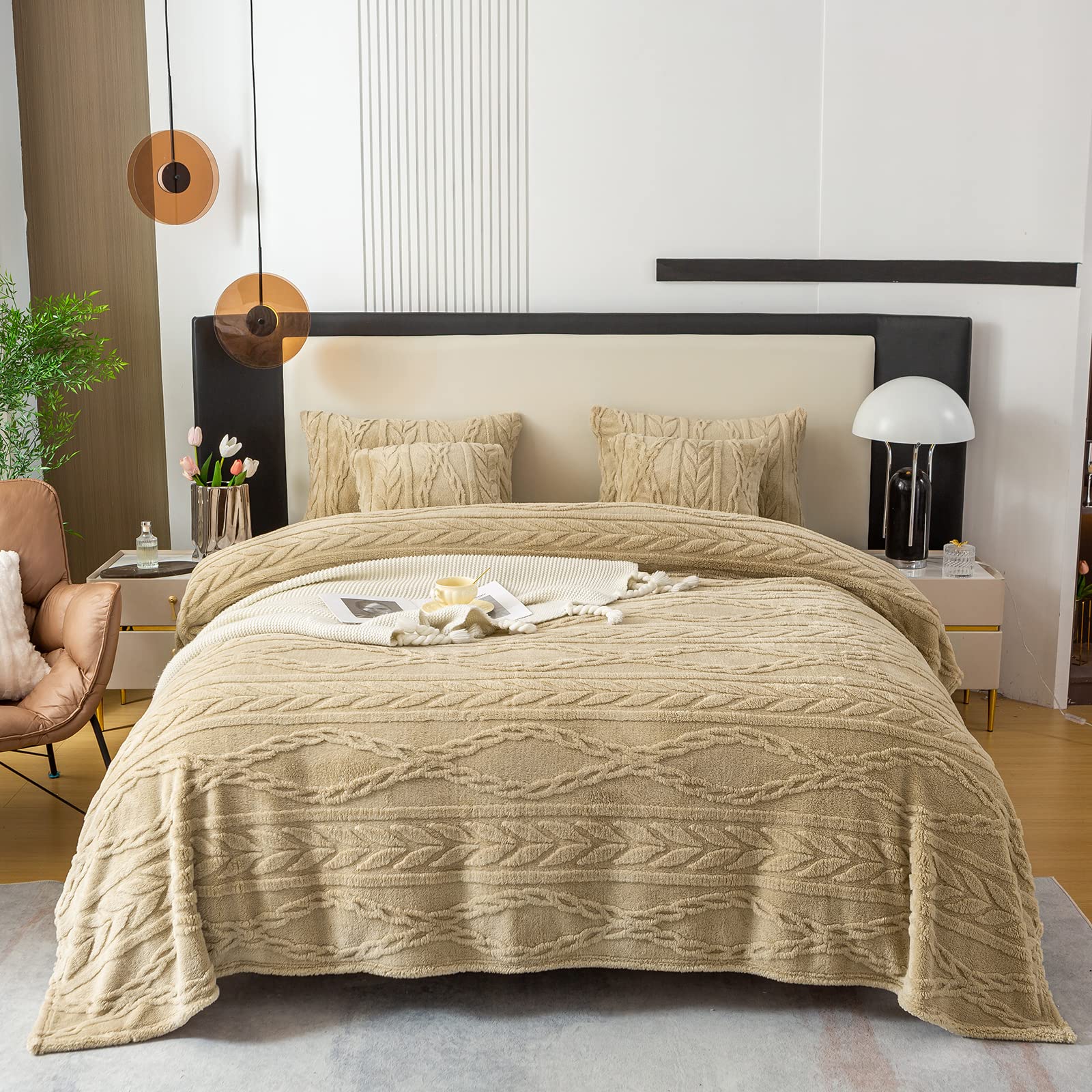 YUSOKI folded blanket stacked neatly highlighting compact storage convenience