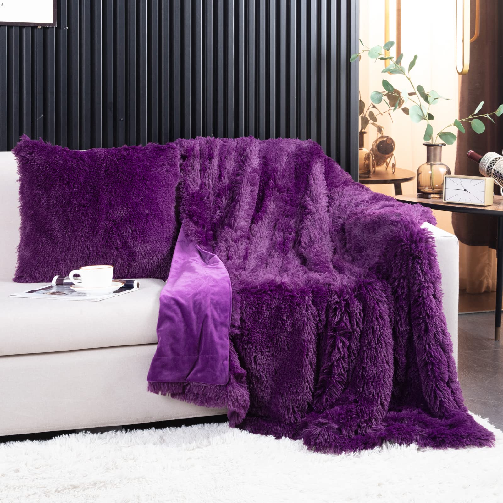 YUSOKI throw draped on sofa demonstrating decorative, cozy look