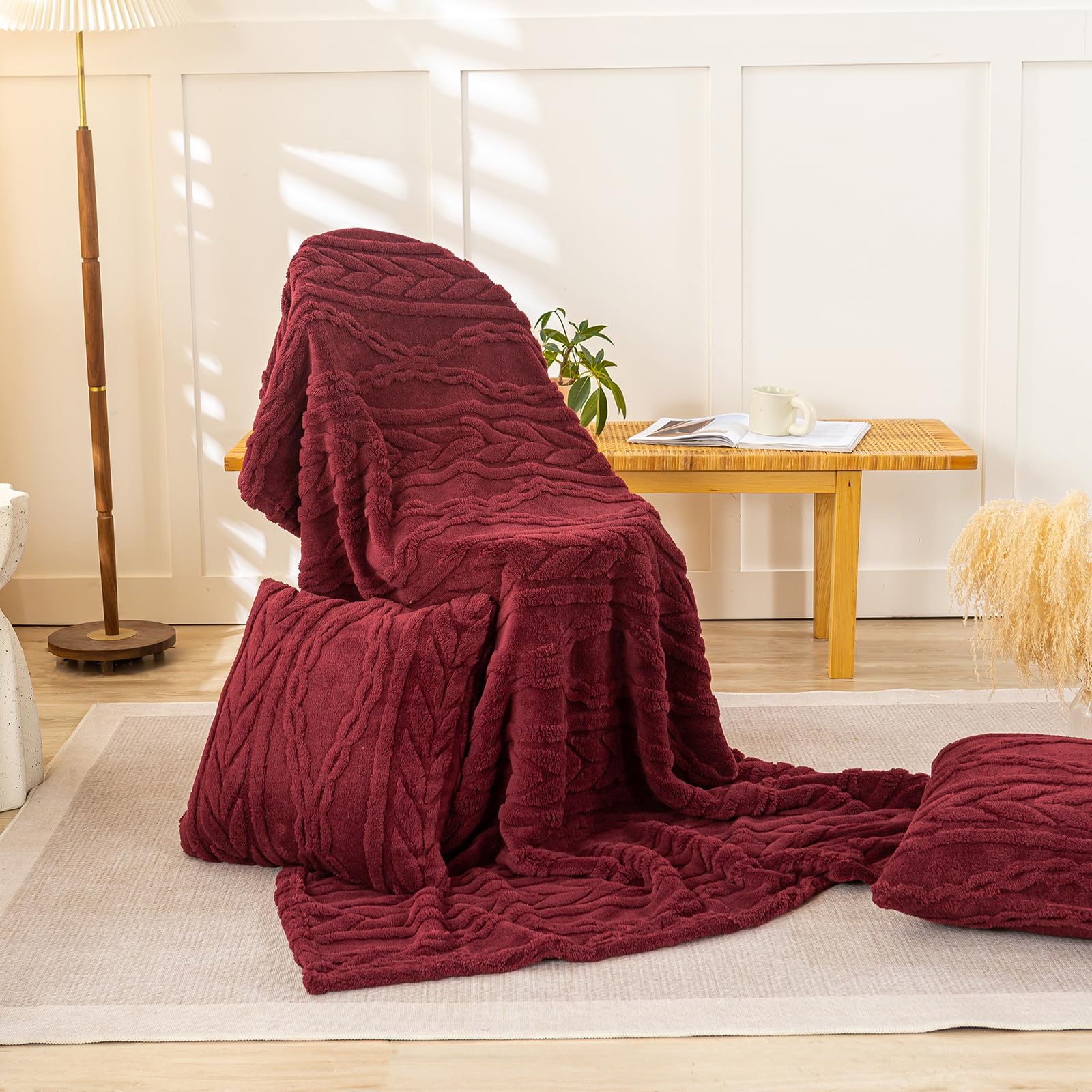 YUSOKI throw draped over sofa illustrating room styling benefit