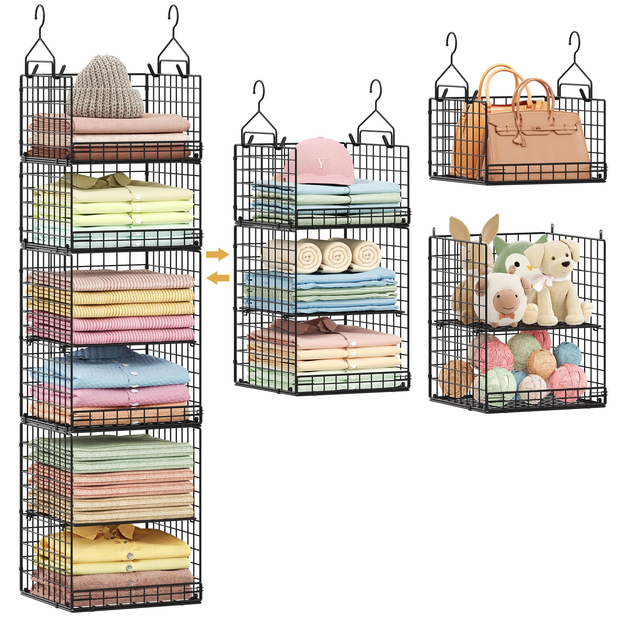 Yuyetuyo front view showing stacked hanging baskets and space savings