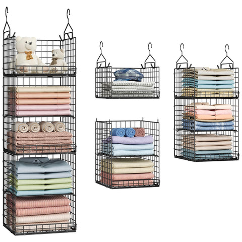 Yuyetuyo front view of hanging organizer showing five tiers and neat storage