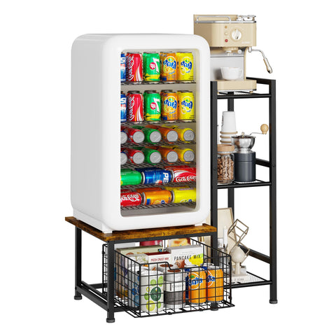 Yuyetuyo front view of mini fridge stand showing sturdy support and storage benefit