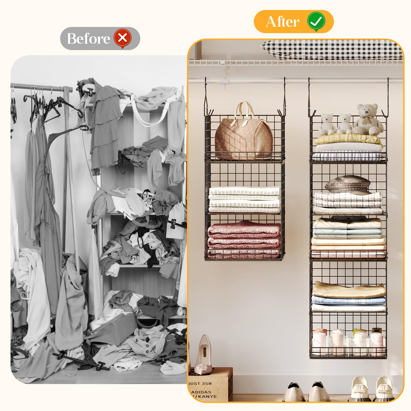 Yuyetuyo lifestyle closet setup showing organized clothes and accessories