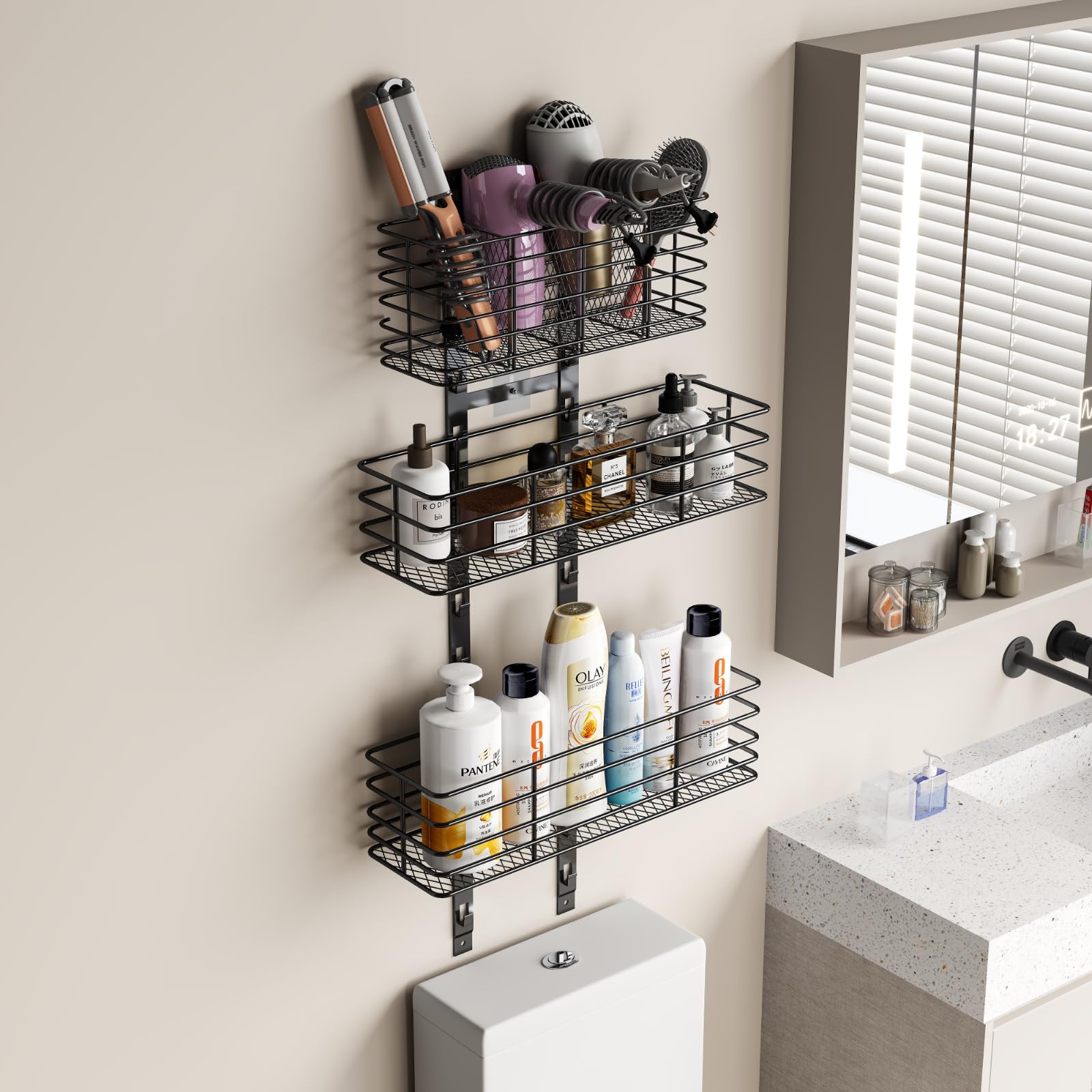 Yuyetuyo installed on a bathroom door demonstrating easy access and tidy counters