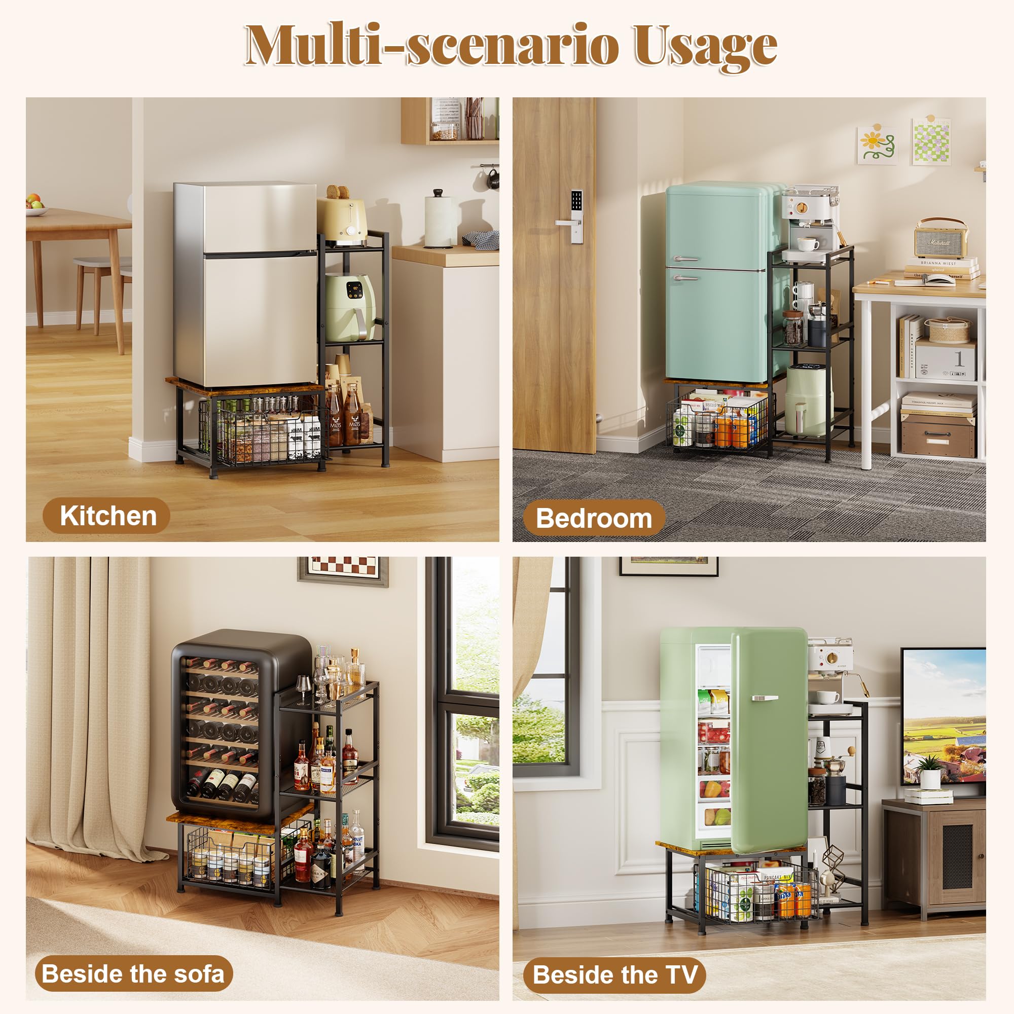 Yuyetuyo side shelf loaded with appliances demonstrating space-saving benefit