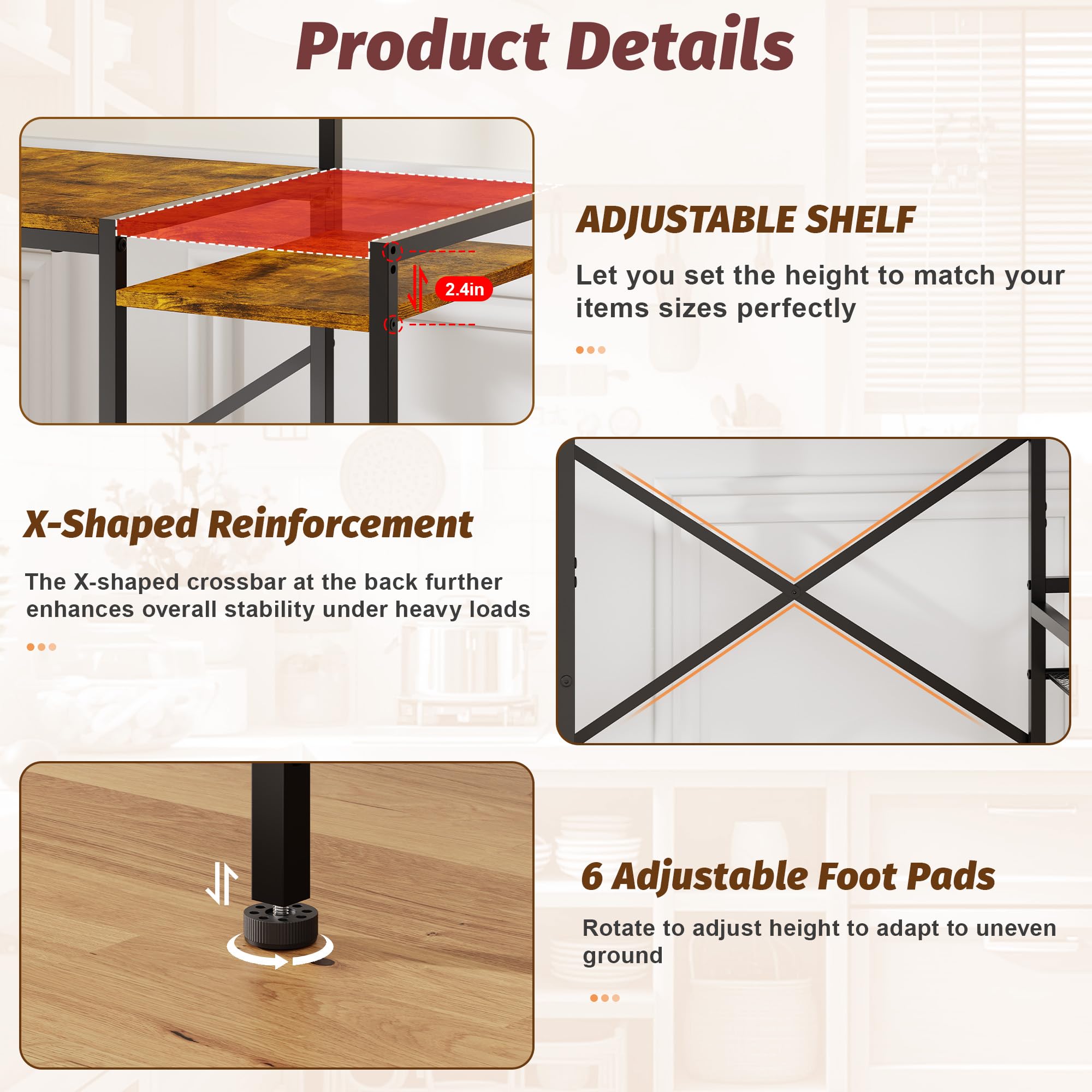 Yuyetuyo X-shaped rear brace and anti-tip hardware for safer stability