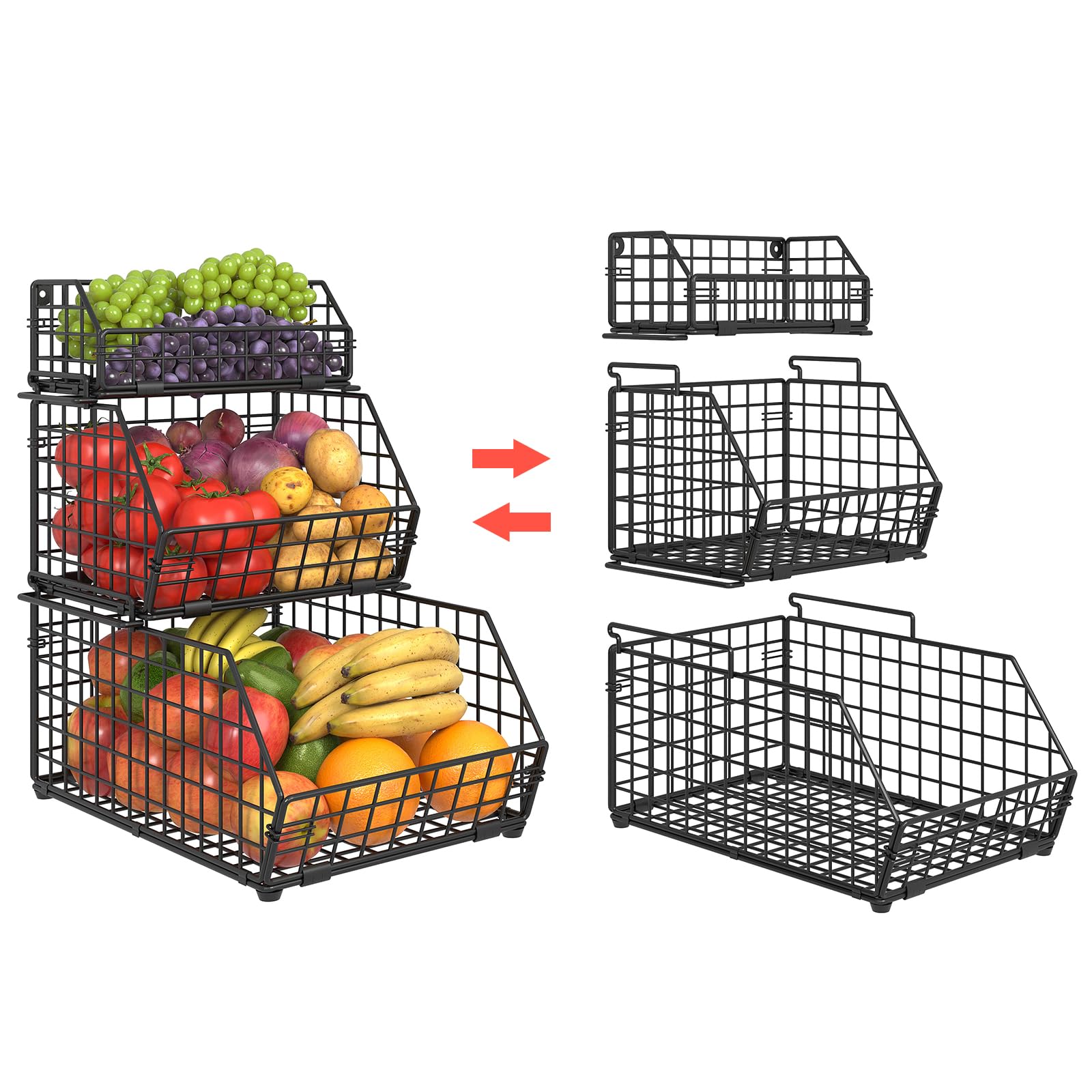 Yuzehuaza lifestyle kitchen scene with baskets organizing fruits and snacks neatly
