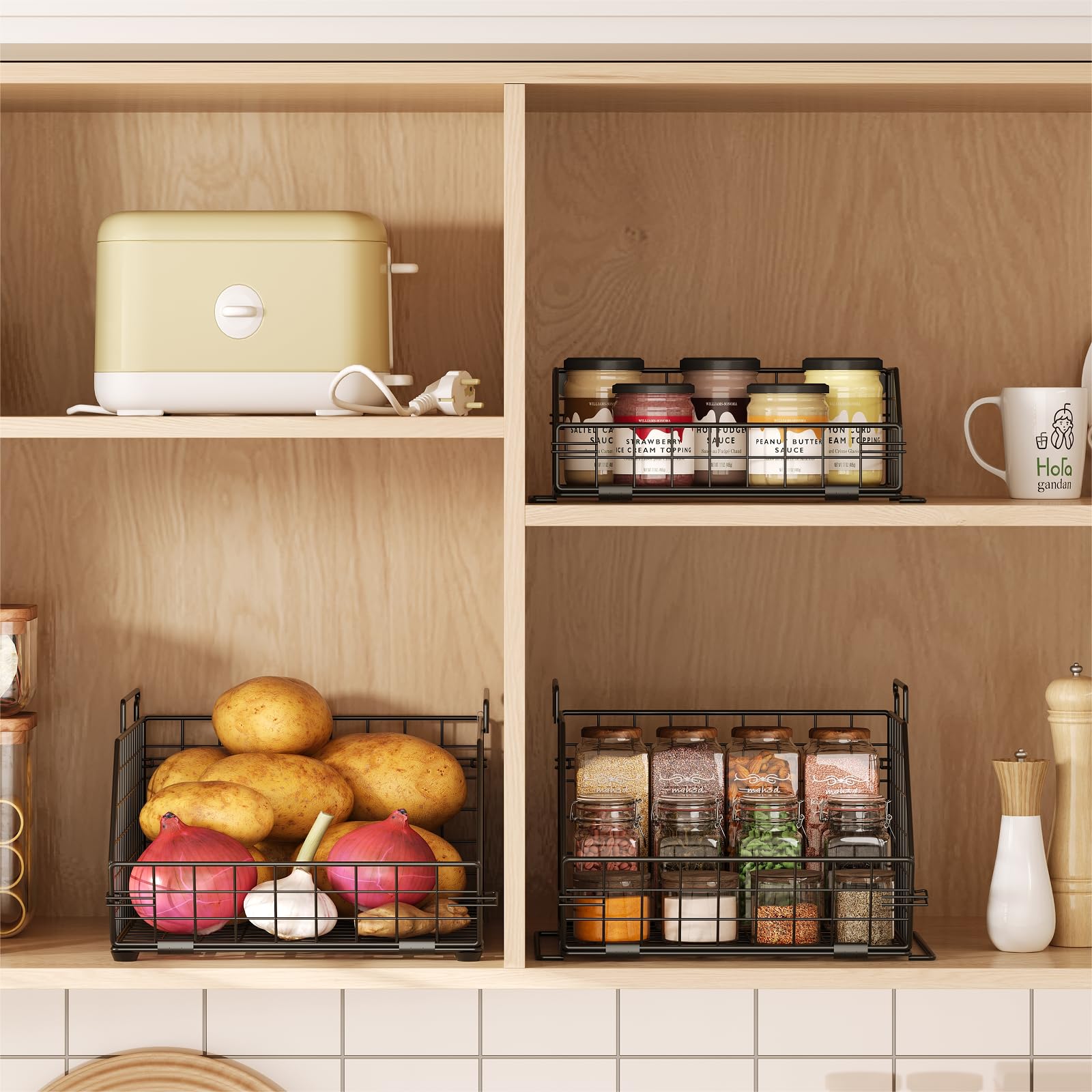 Yuzehuaza top basket wall mounted to free counter space and display vegetables