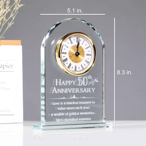 YWHL clock on base with scale comparison showing ideal shelf size