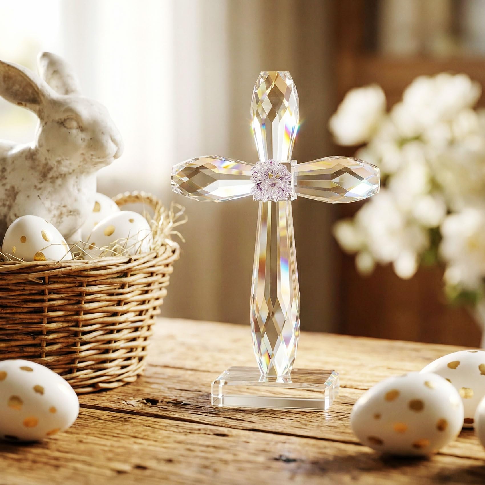 YWHL cross displayed on chapel shelf adding subtle reverence and focus
