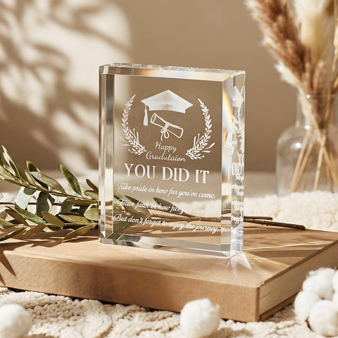 YWHL crystal nestled in gift box for safe presentation and surprise