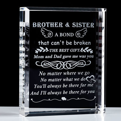 YWHL crystal keepsake front view showing engraved message and display benefit
