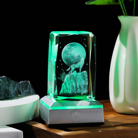 YWHL crystal wolf side detail highlighting polished edges and depth
