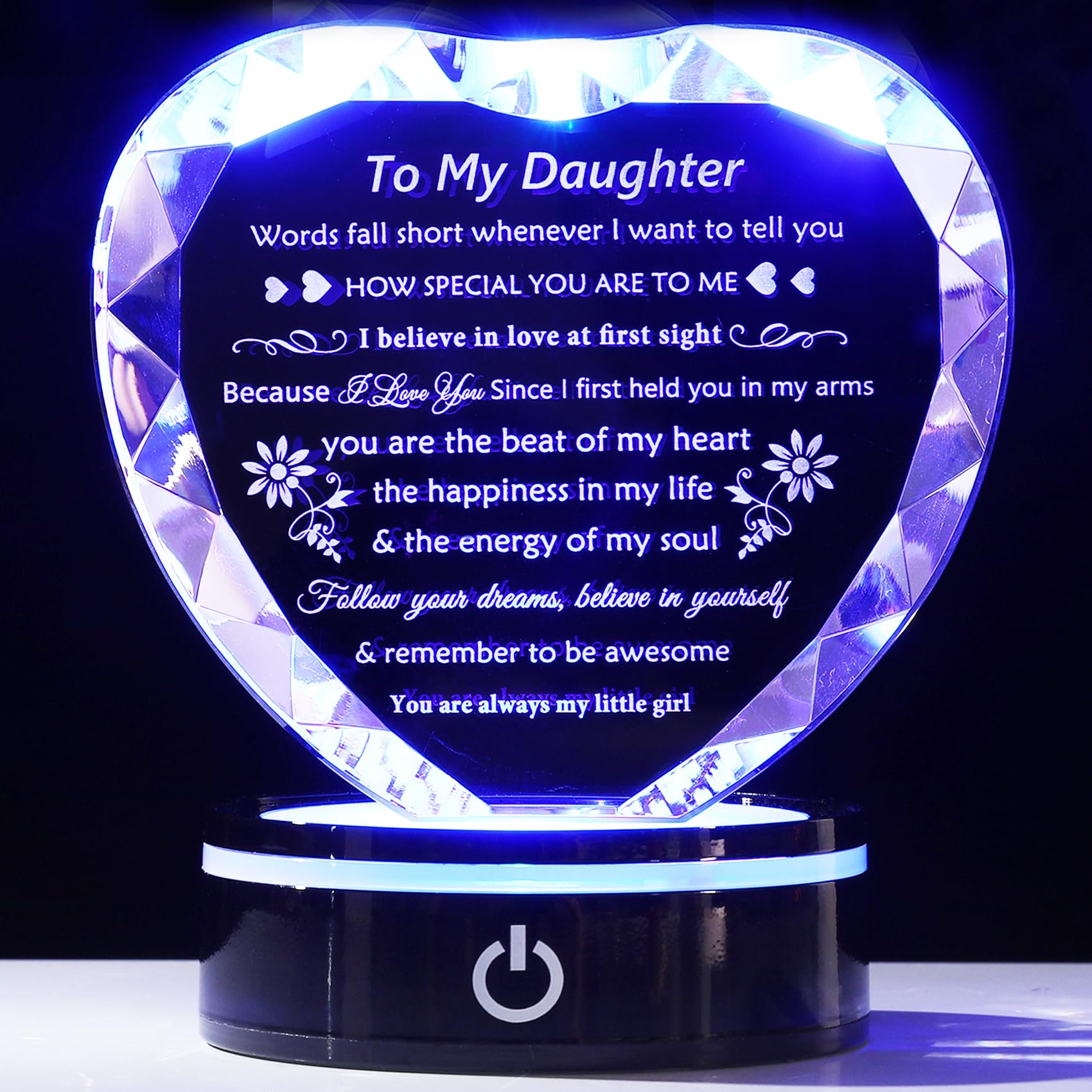 YWHL crystal heart front packaging highlights gift-ready presentation and keepsake appeal