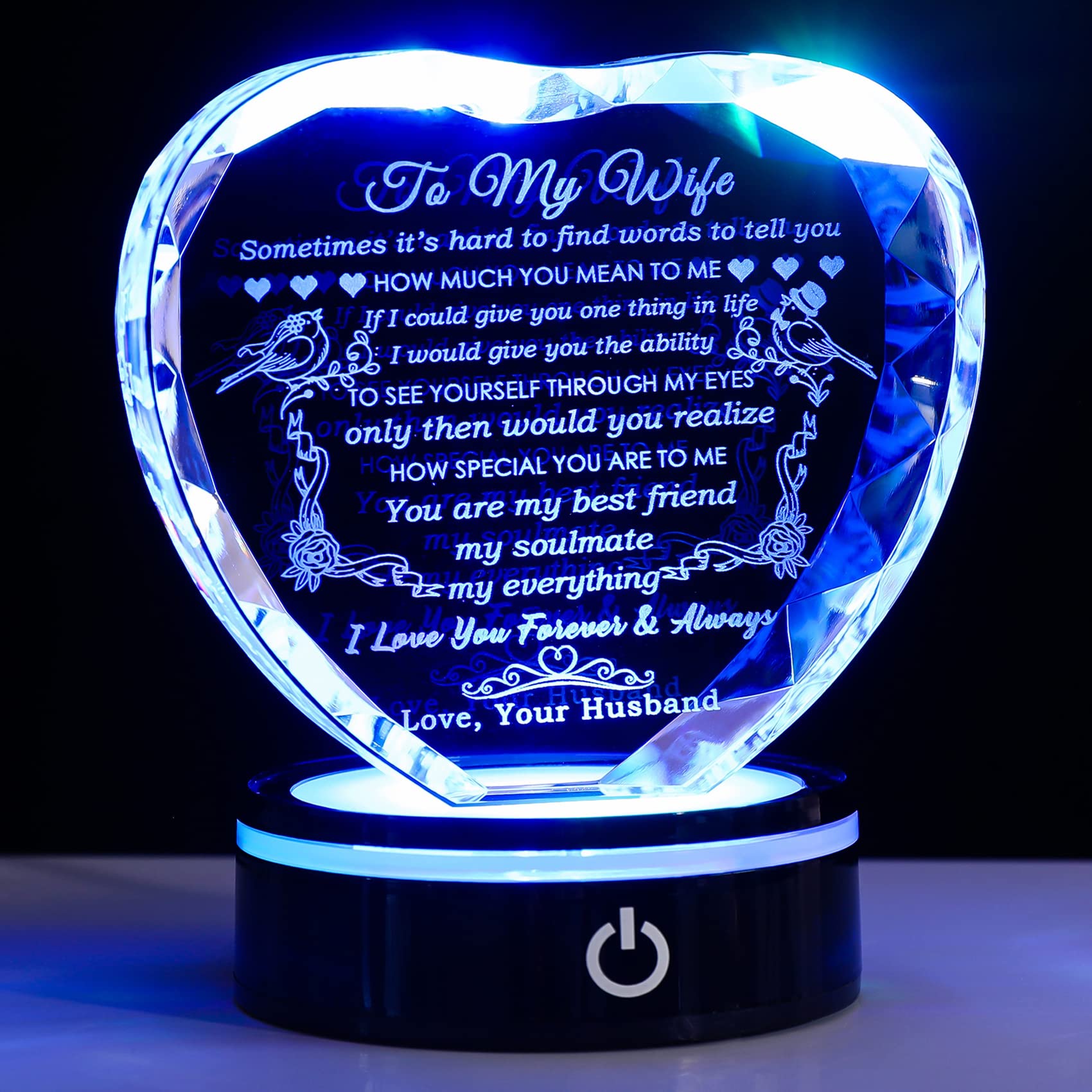 YWHL crystal heart front view showcasing clear facets and elegant shape for gifting