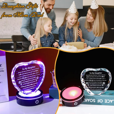 YWHL illuminated crystal on LED base creates warm ambiance and readable engraving