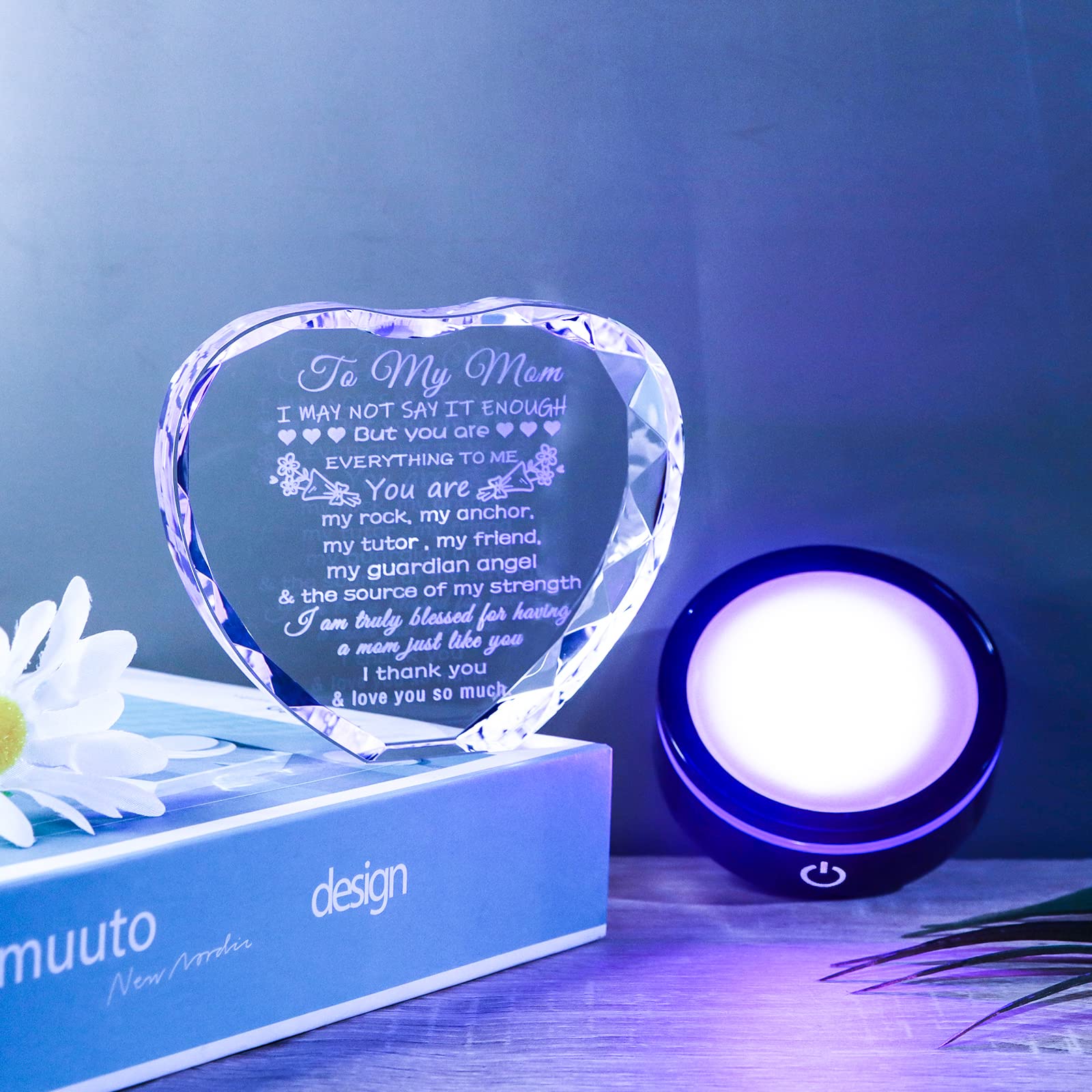 YWHL LED base illuminated in a dark room, creates warm colorful ambiance