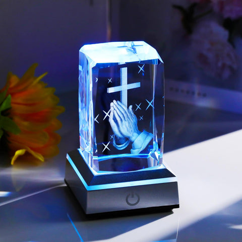 YWHL LED base lit in dark enhancing cross detail and ambient glow benefit