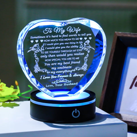 YWHL LED base illuminating the heart to enhance engraved message visibility
