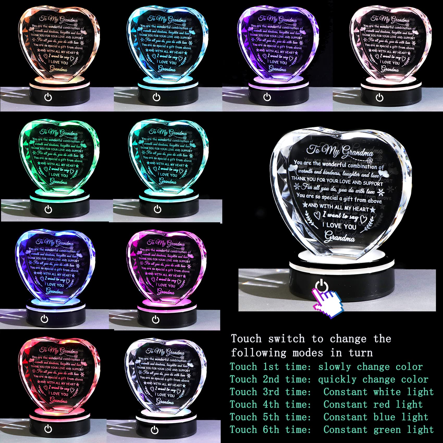 YWHL hand holding heart crystal illustrating compact gift size