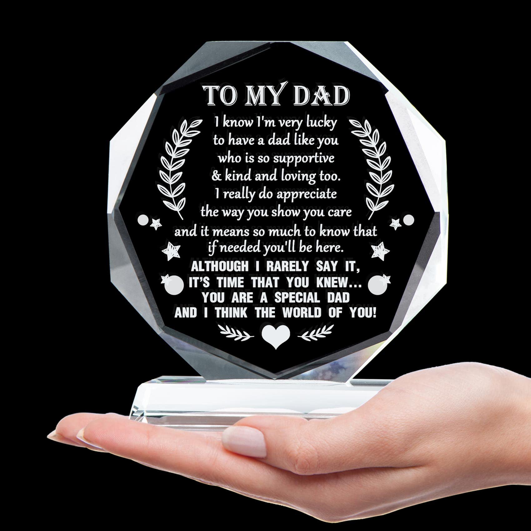 YWHL plaque held in hand showing scale and convenient size