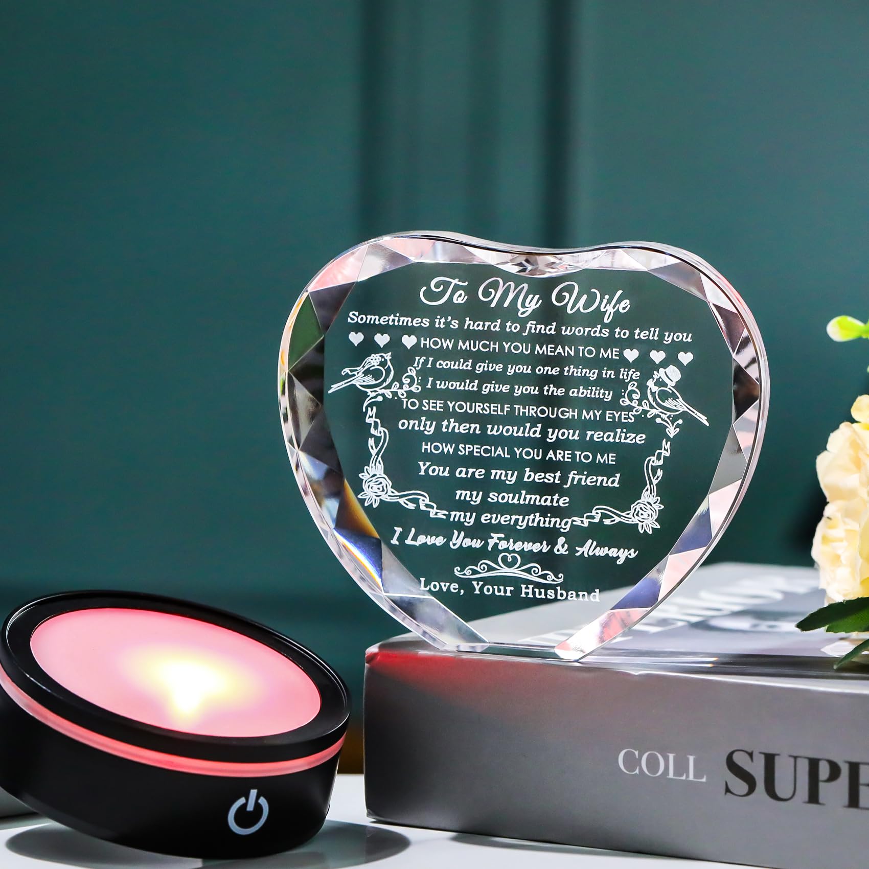 YWHL heart held in hand to show scale and portable romantic keepsake benefit