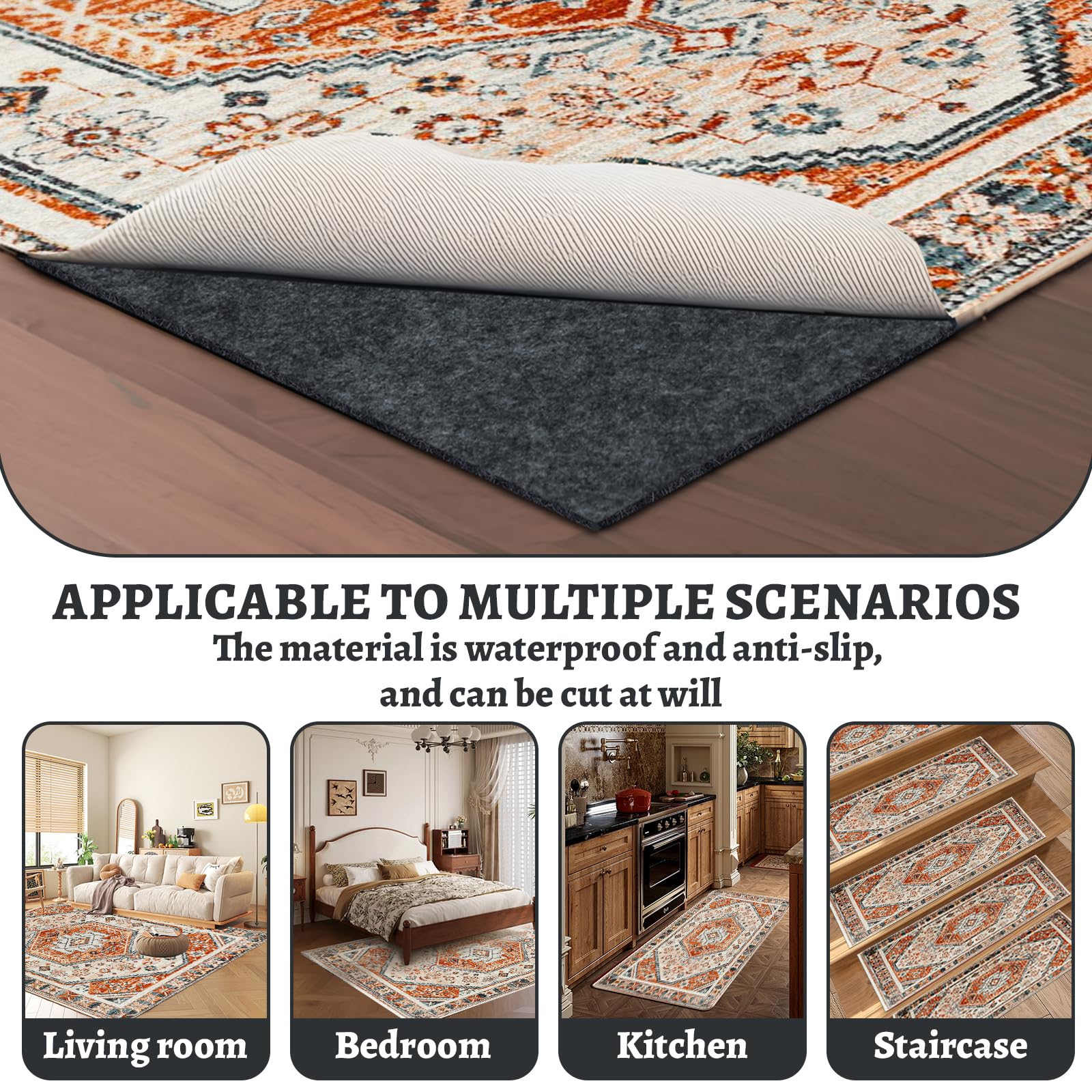 Yxzhyaba rug pad under area rug in living room stabilizing rug placement