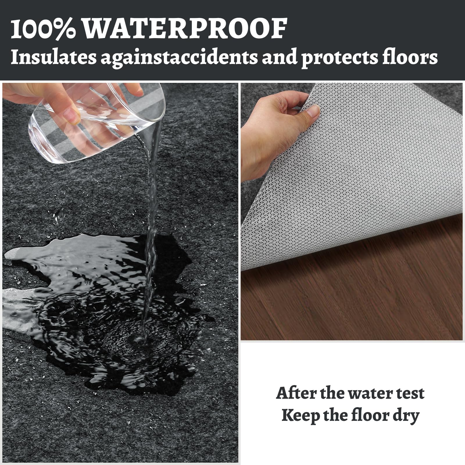 Yxzhyaba pad under rug demonstrating anti-slip grip and wrinkle prevention
