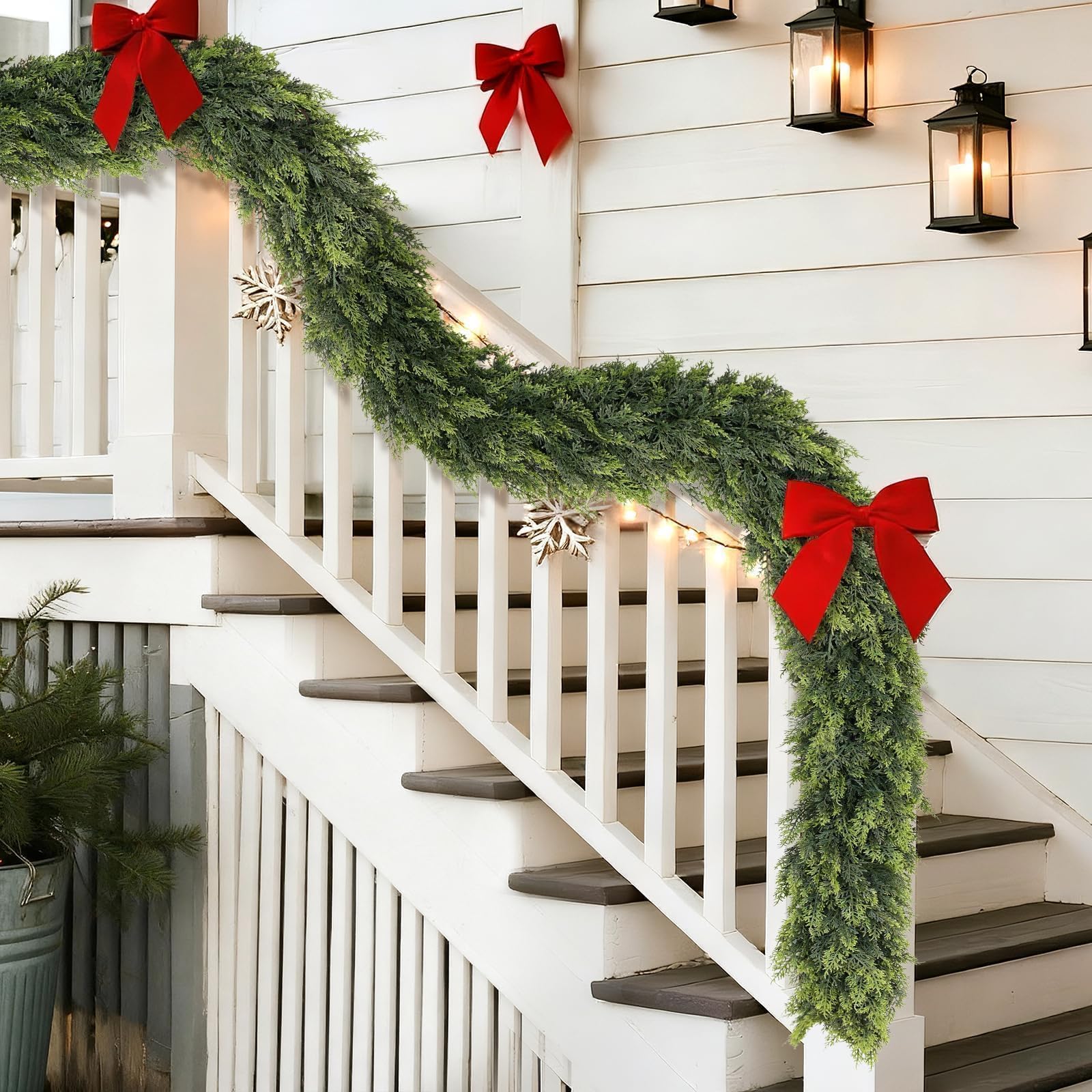 YXZZWL cedar garland used as table runner to elevate dining display