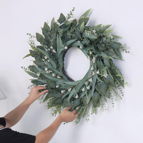 YXZZWL wreath beside door frame showing true size and scale