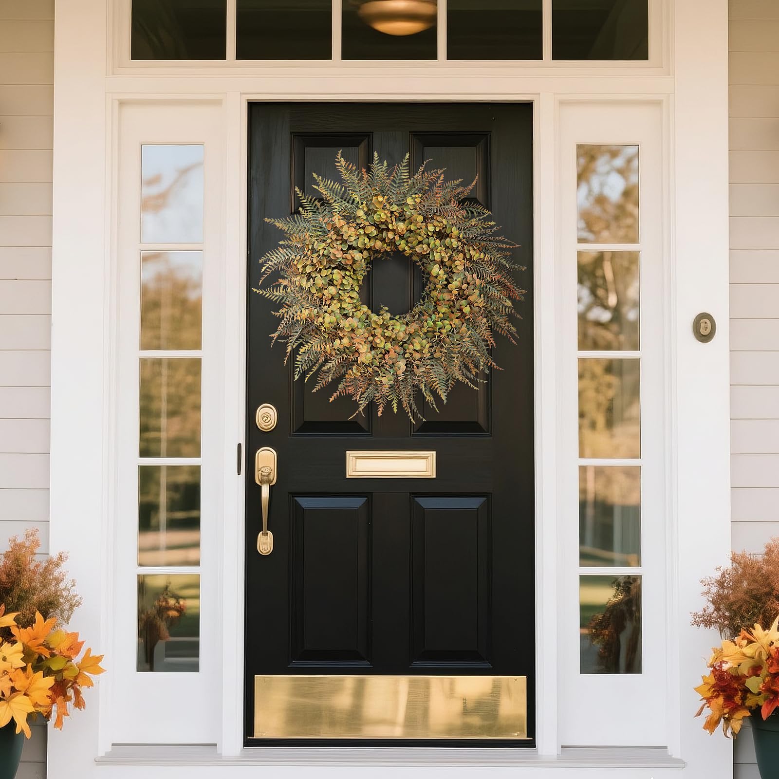 YXZZWL wreath displayed above a fireplace adding warm seasonal charm