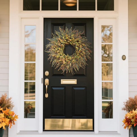 YXZZWL wreath displayed above a fireplace adding warm seasonal charm