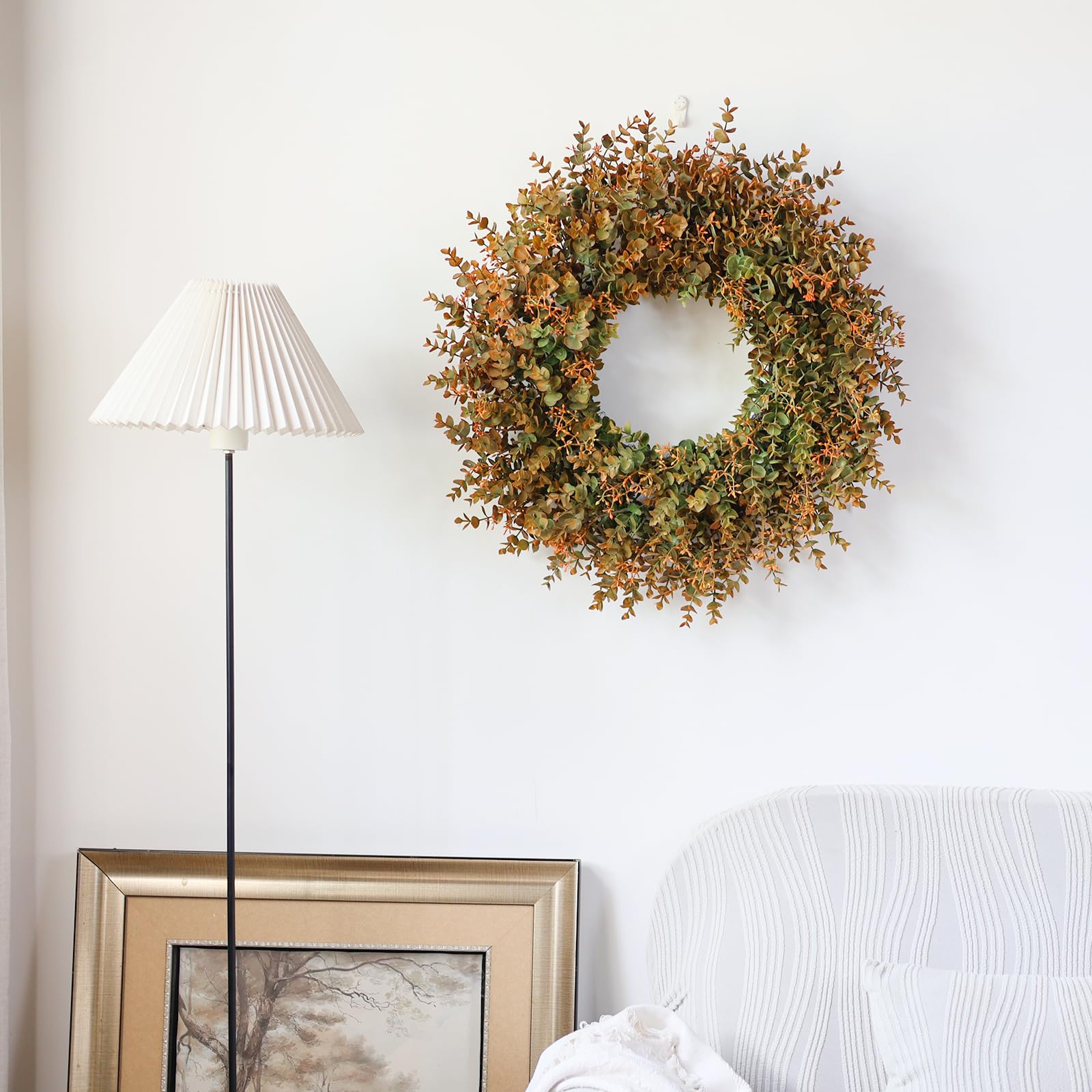 YXZZWL wreath next to door for accurate size reference