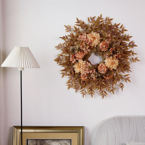 YXZZWL wreath scaled next to door handle for size context