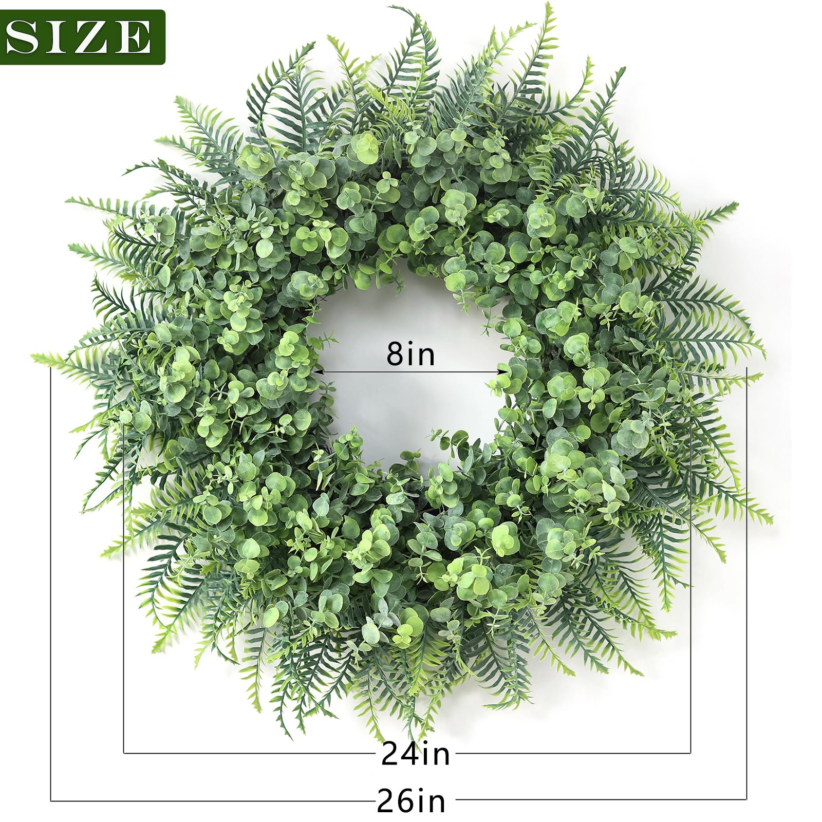 YXZZWL wreath beside door frame showing true 24–26 inch scale