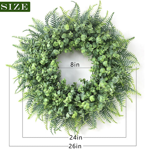 YXZZWL wreath beside door frame showing true 24–26 inch scale