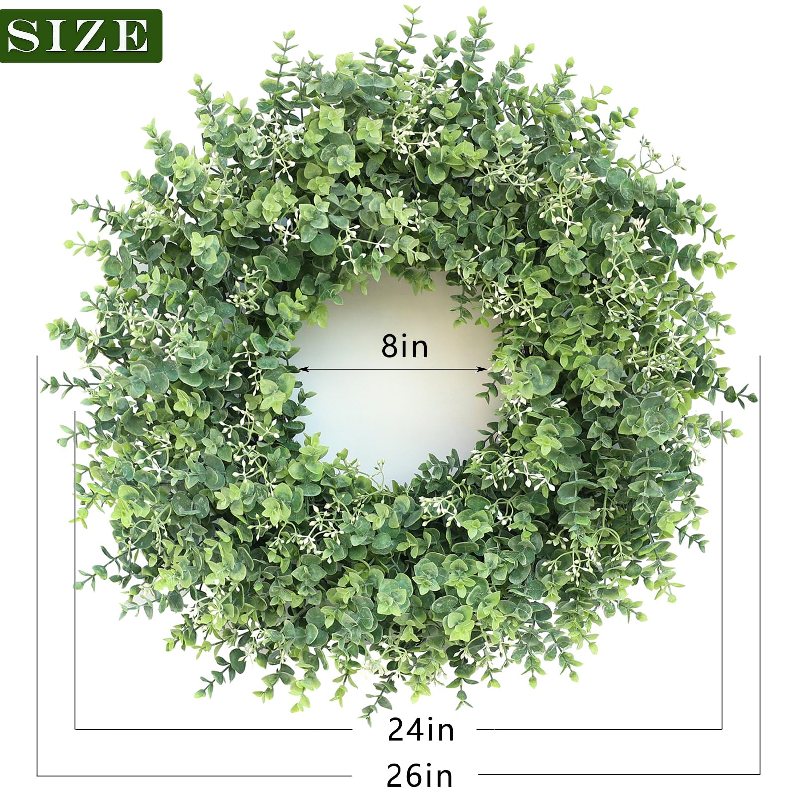 YXZZWL wreath size comparison against a doorframe to show true scale