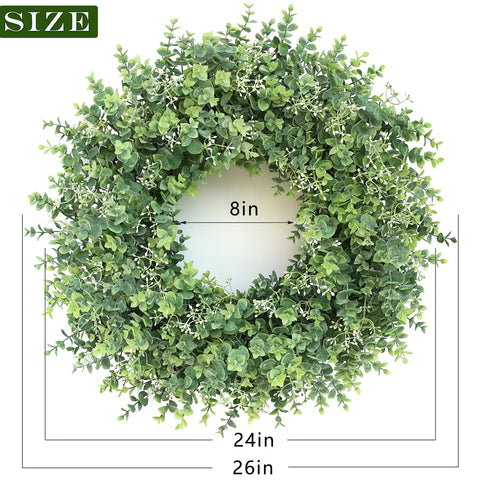 YXZZWL wreath size comparison against a doorframe to show true scale