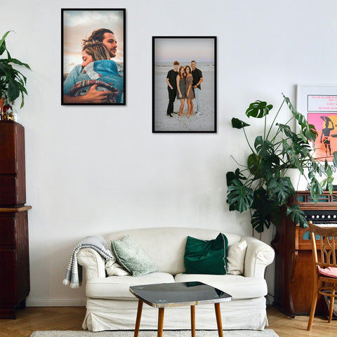 YYTRABAJO frame shown hung horizontal and vertical demonstrating flexible mounting options