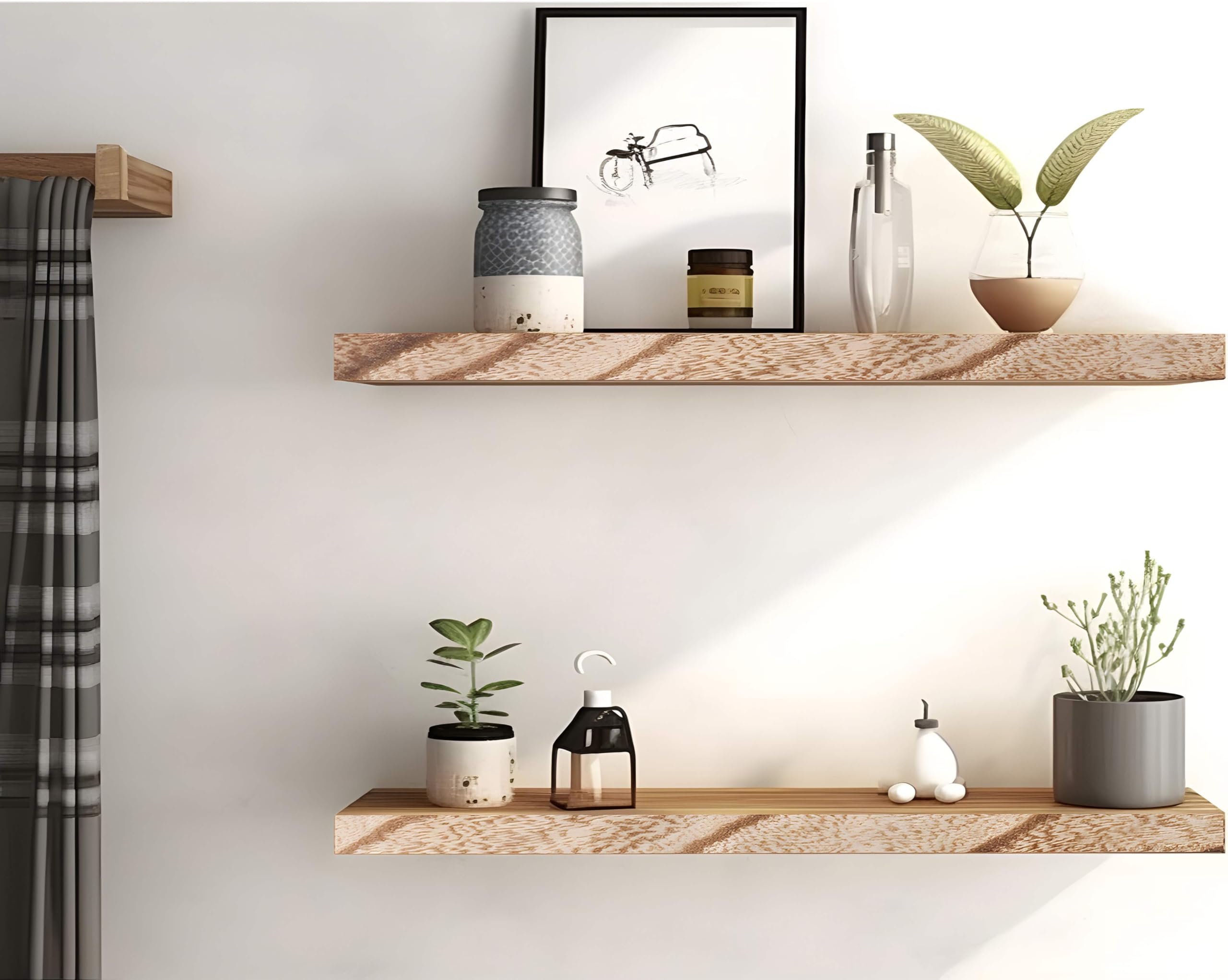 YYWUOJJ shelf next to a book for scale, helps visualize real-world dimensions