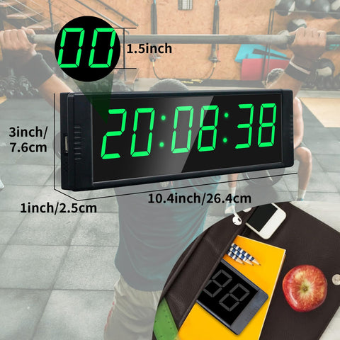 YZ gym timer mounted on a gym wall showing clear timing from distance