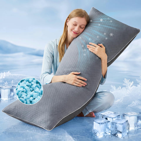 YZ HOME front view of full 20x54 body pillow showing shape and cover benefit cooling comfort